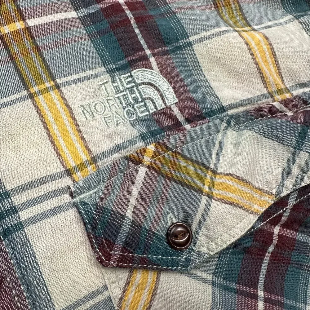 The North Face Plaid Cotton Short Sleeve Button Front Shirt Size XL